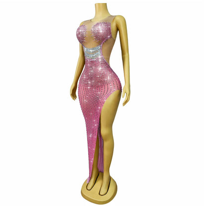 CELESINYI Jinque Crystal Party Dress