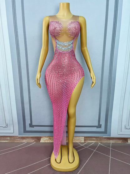 CELESINYI Jinque Crystal Party Dress