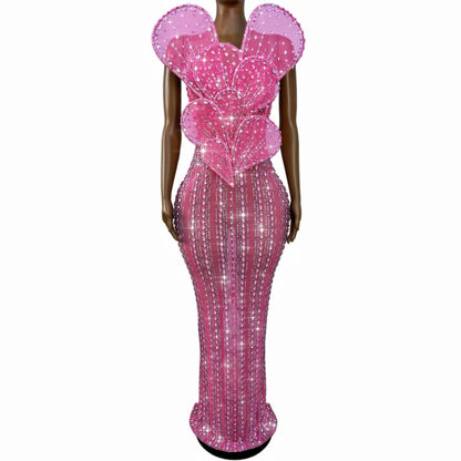 CELESINYI Yehuban Crystal Floral Maxi Dress