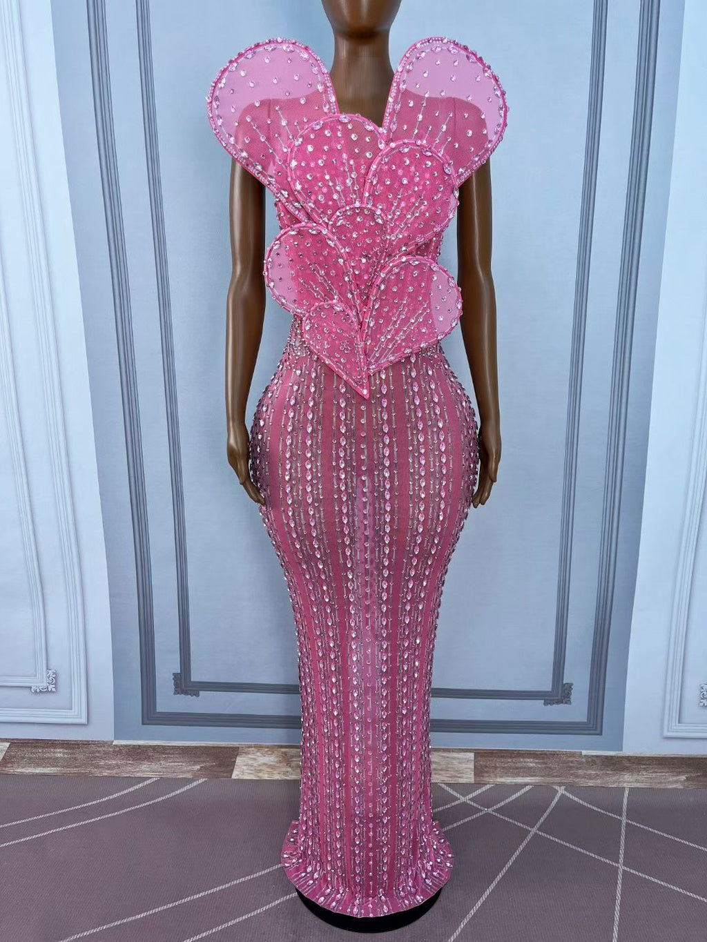 CELESINYI Yehuban Crystal Petal Applique Gown