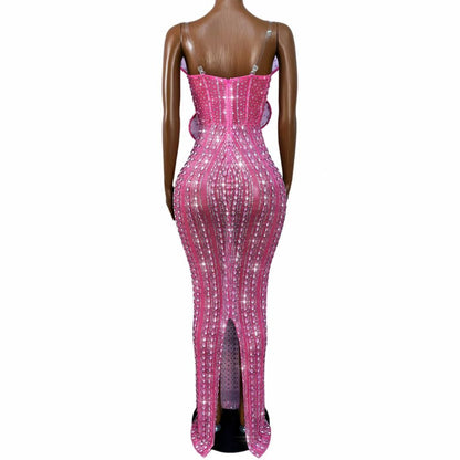 CELESINYI Yehuban Crystal Floral Maxi Dress