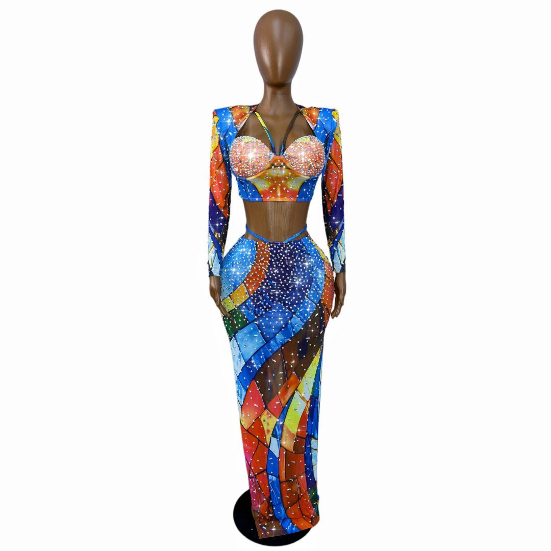 CELESINYI Huanxingge Crystal Star Print Dress