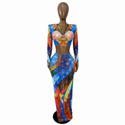 CELESINYI Huanxingge Crystal Star Print Dress