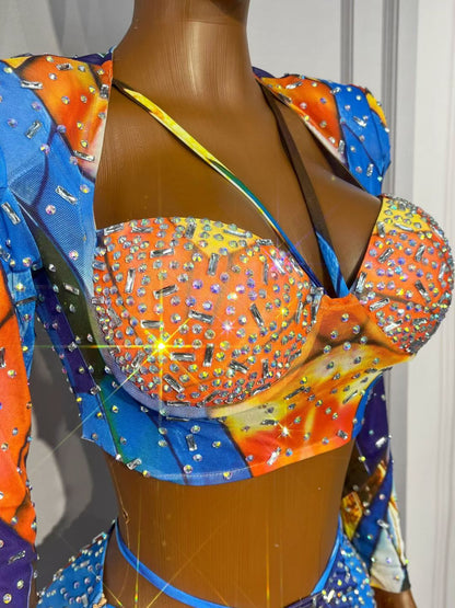 CELESINYI Huanxingge Crystal Star Print Dress