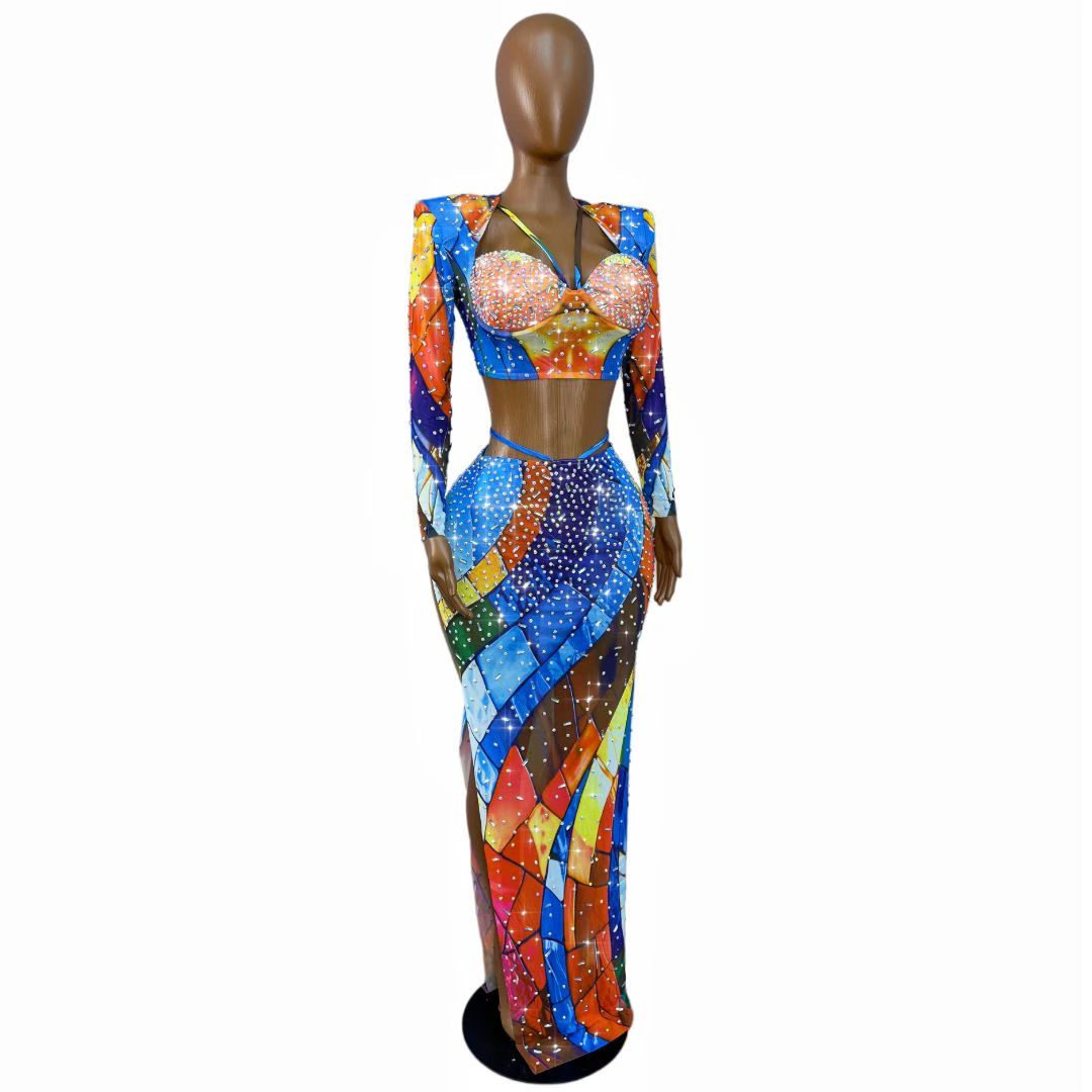 CELESINYI Huanxingge Crystal Star Print Dress