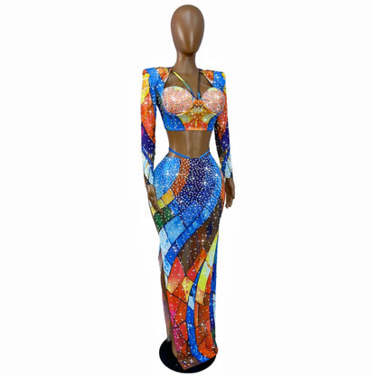 CELESINYI Huanxingge Crystal Star Print Dress