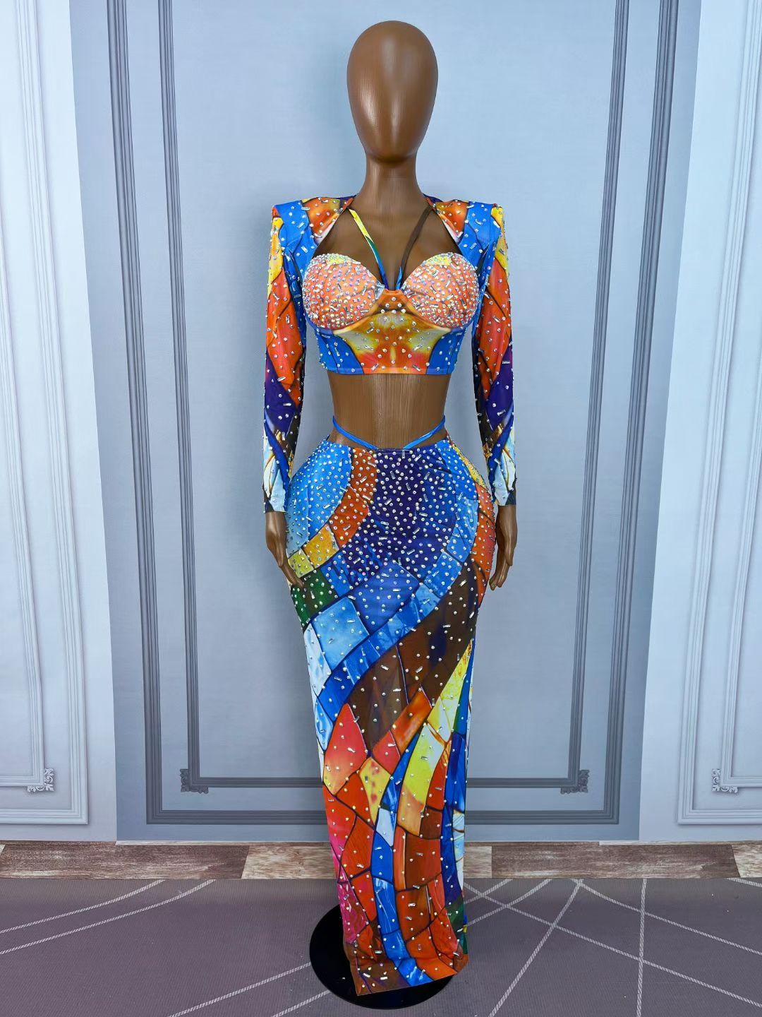 CELESINYI Huanxingge Crystal Star Print Dress