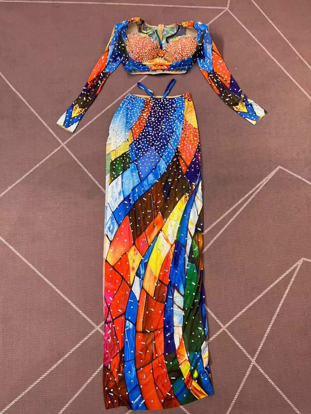 CELESINYI Huanxingge Crystal Star Print Dress