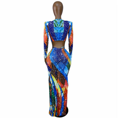 CELESINYI Huanxingge Crystal Star Print Dress