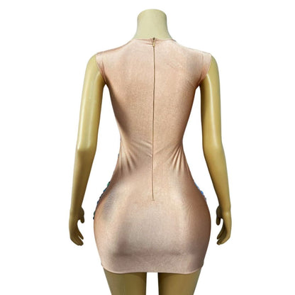 CELESINYI Chuanchuan Rhinestone Beaded Party Dress
