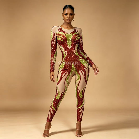 CELESINYI Chiyan Crystal Flame Bodysuit