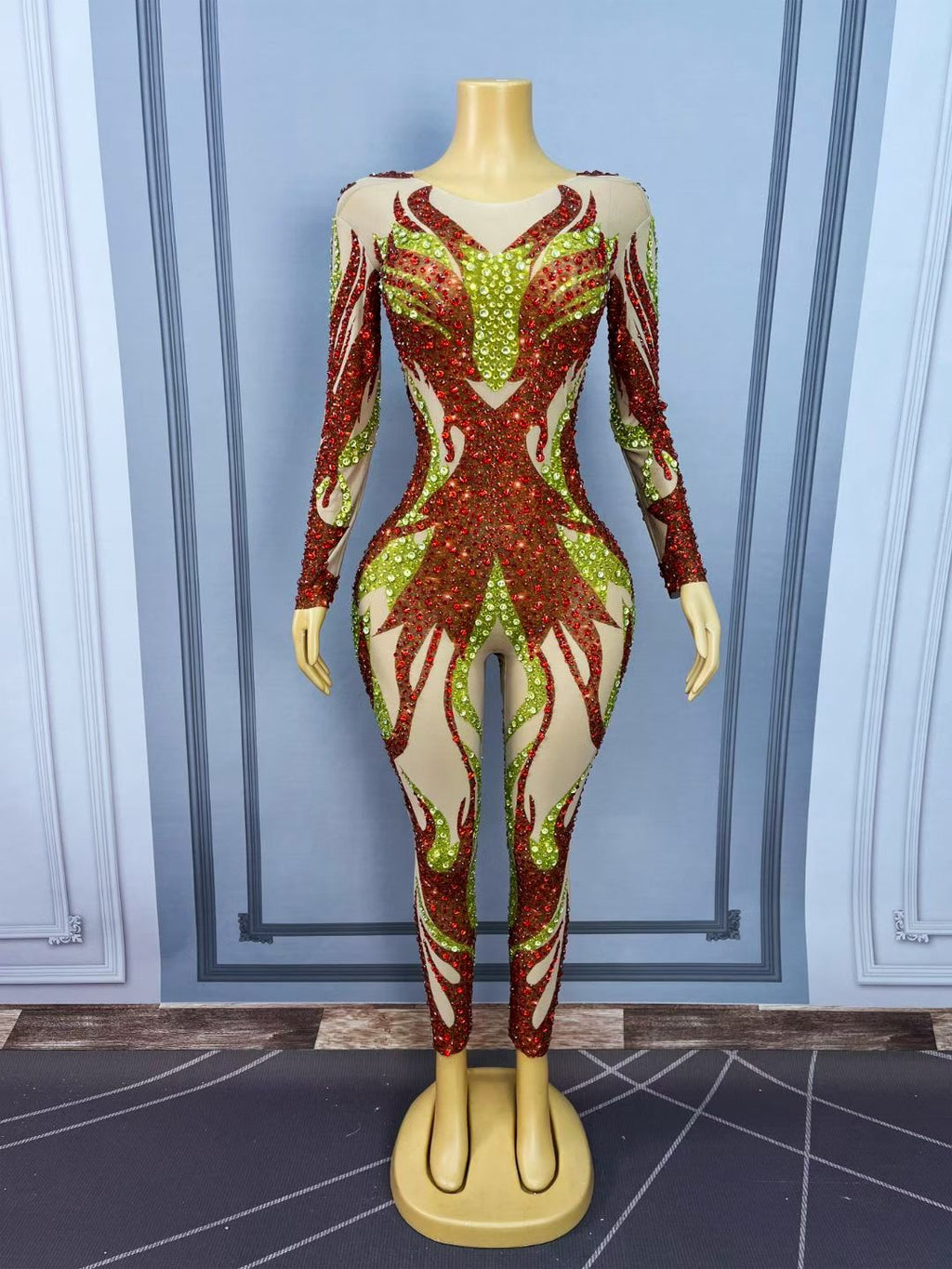 CELESINYI Chiyan Crystal Flame Bodysuit