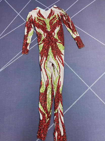 CELESINYI Chiyan Crystal Flame Print Party Dress