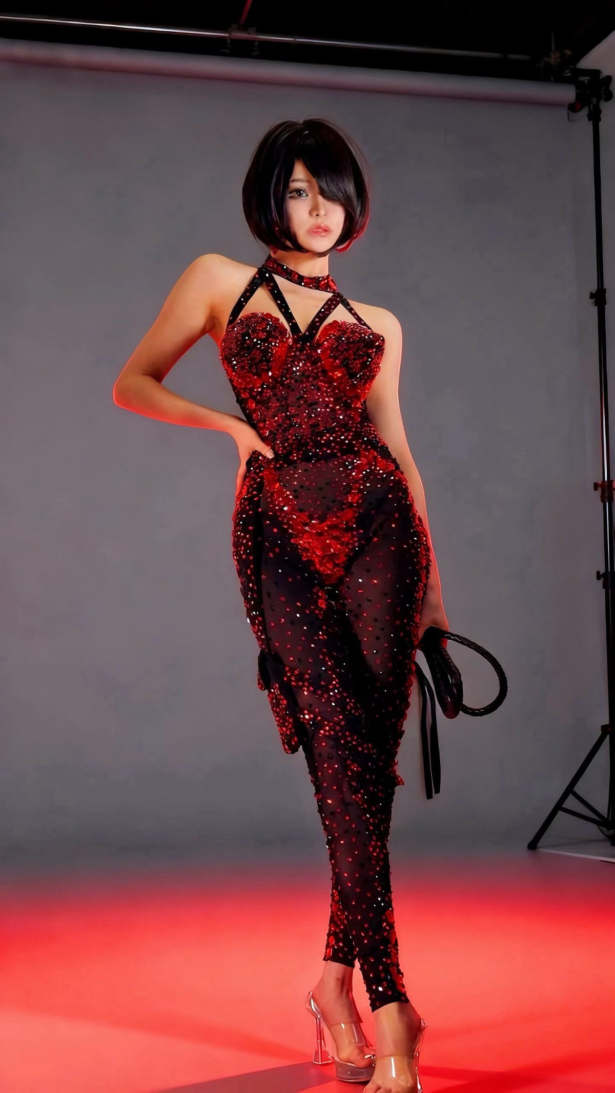 CELESINYI Xinghong Crystal Scarlet Flame Catsuit