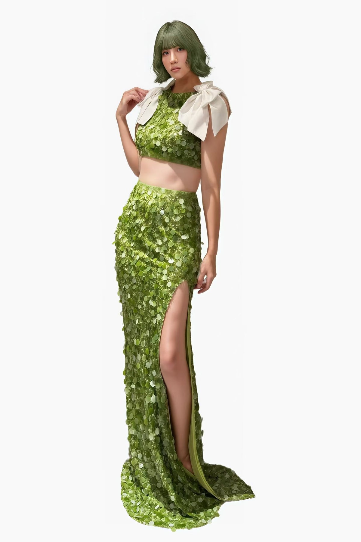 CELESINYI Qingwang Crystal Moss Green Mirror Set