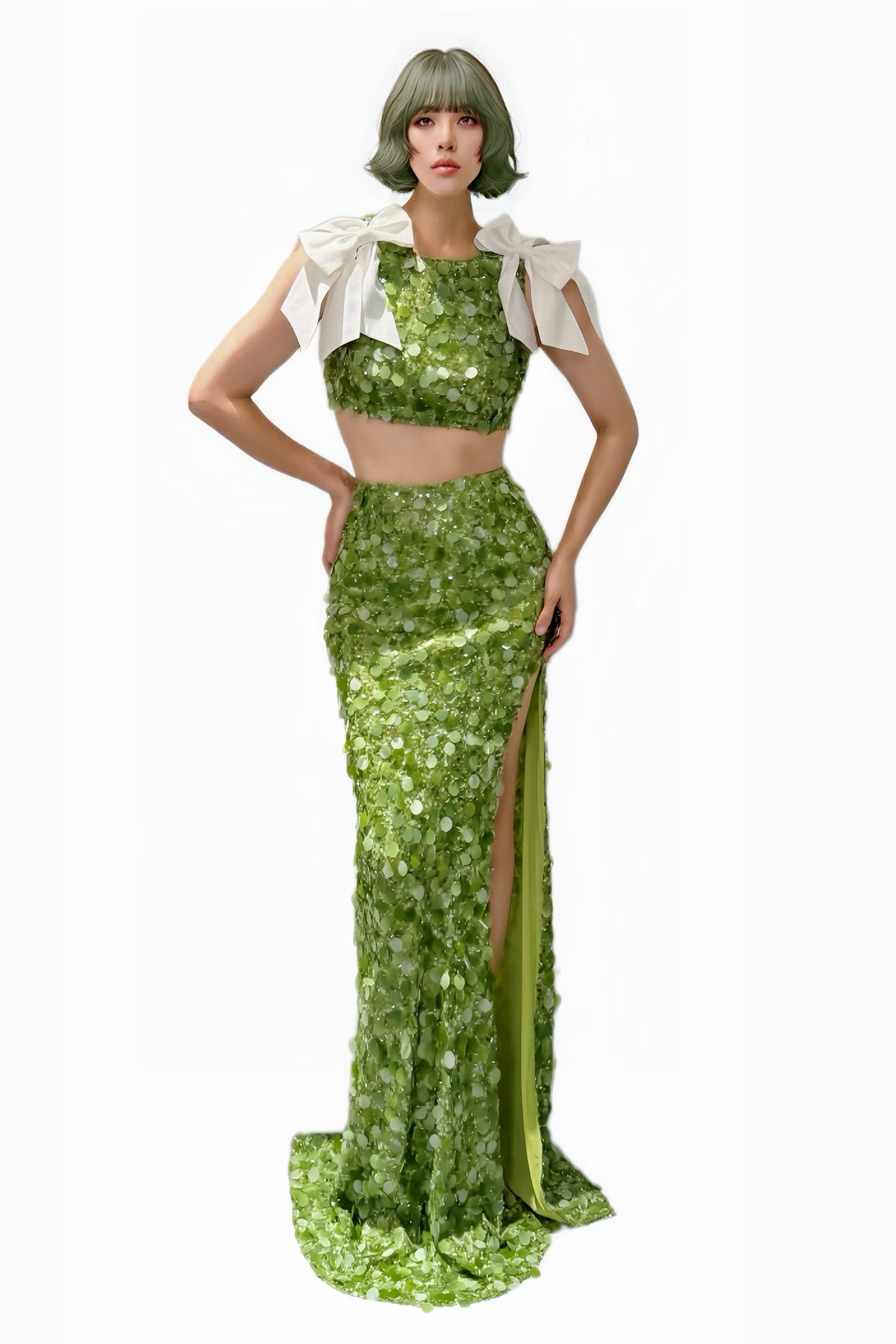 CELESINYI Qingwang Crystal Moss Green Mirror Set