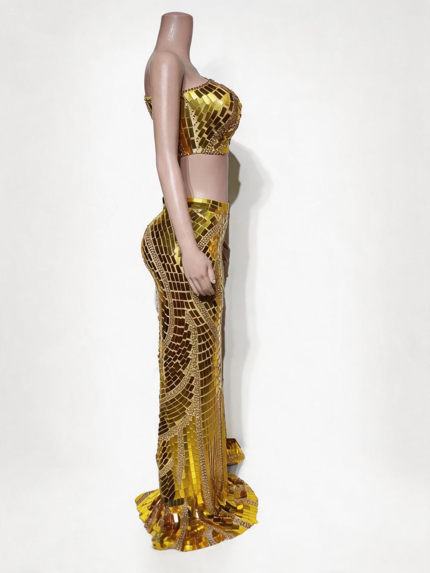 CELESINYI Taiju Crystal Gold Mirror Two-Piece Set