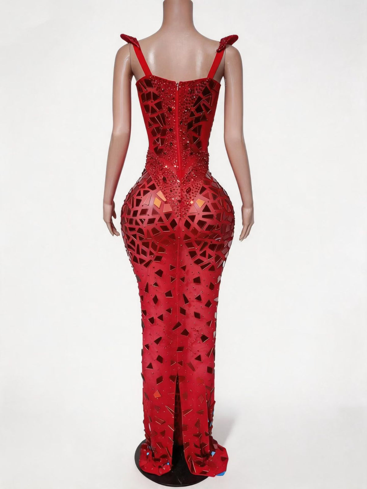 CELESINYI Hongjingpian Crystal Ruby Mirror Mermaid Gown