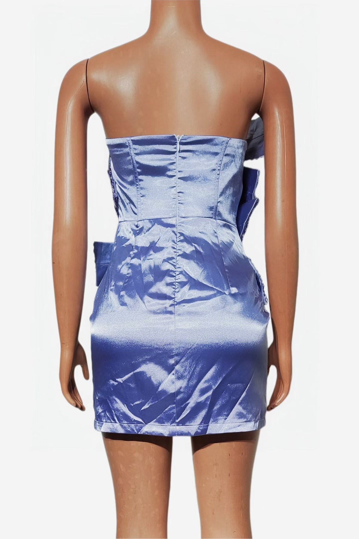 CELESINYI Puzidie Butterfly Bow Satin Mini Dress