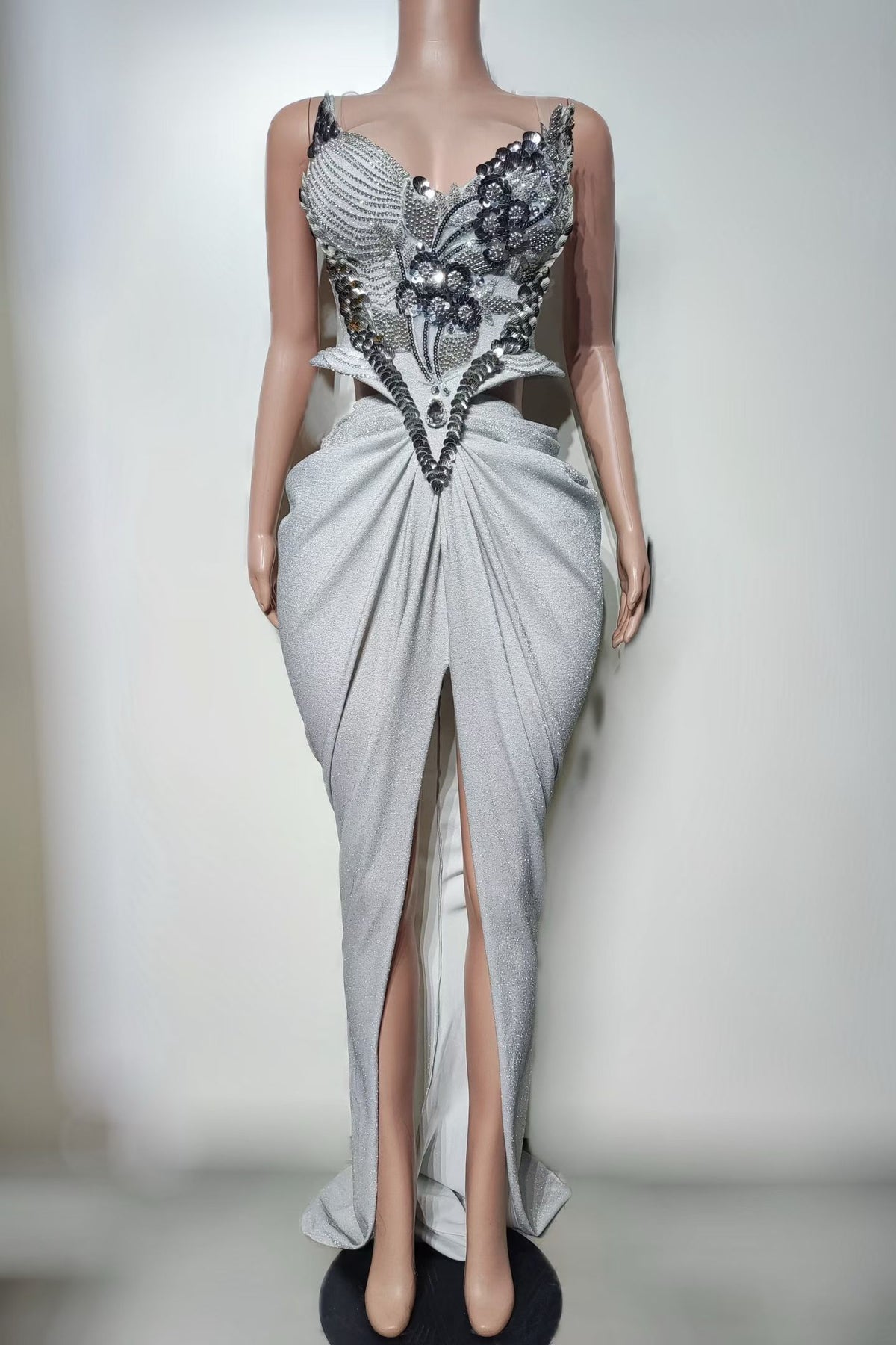 CELESINYI Yuepo Crystal Silver Embroidery Two-Piece Set