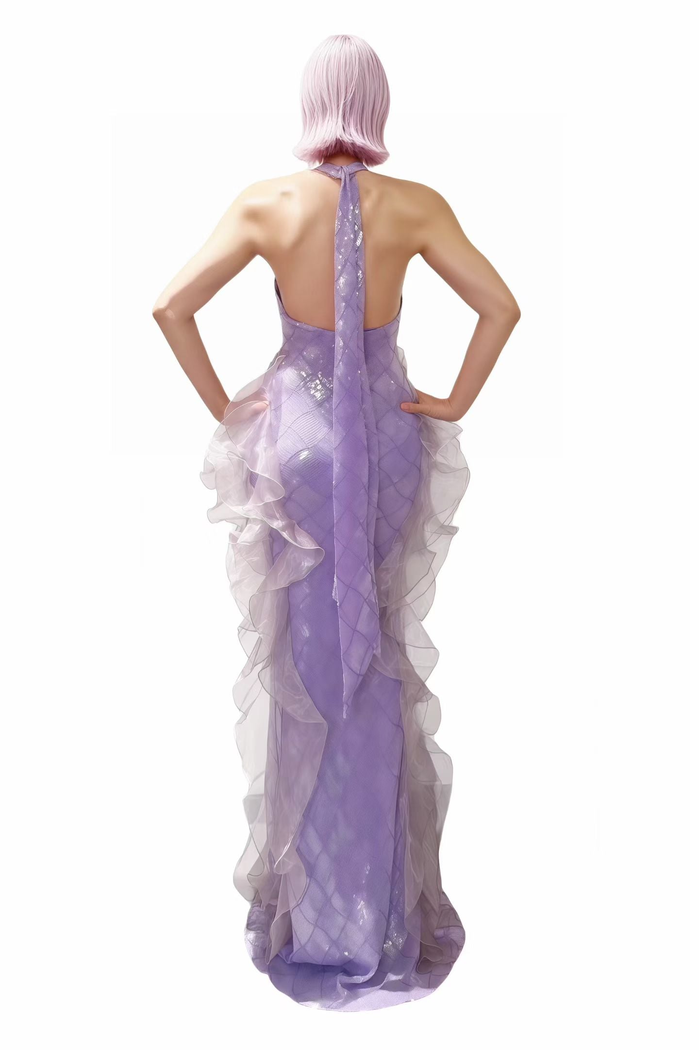 CELESINYI Yuni Crystal Lavender Mermaid Gown
