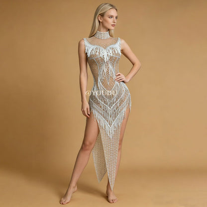 CELESINYI Zhuliye Crystal Party Dress