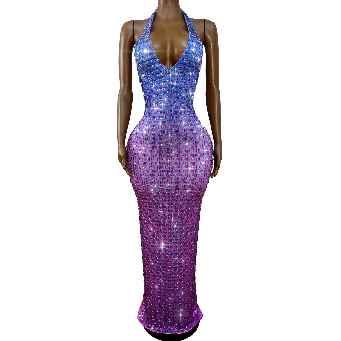 CELESINYI Binghuojia Crystal Maxi Dress