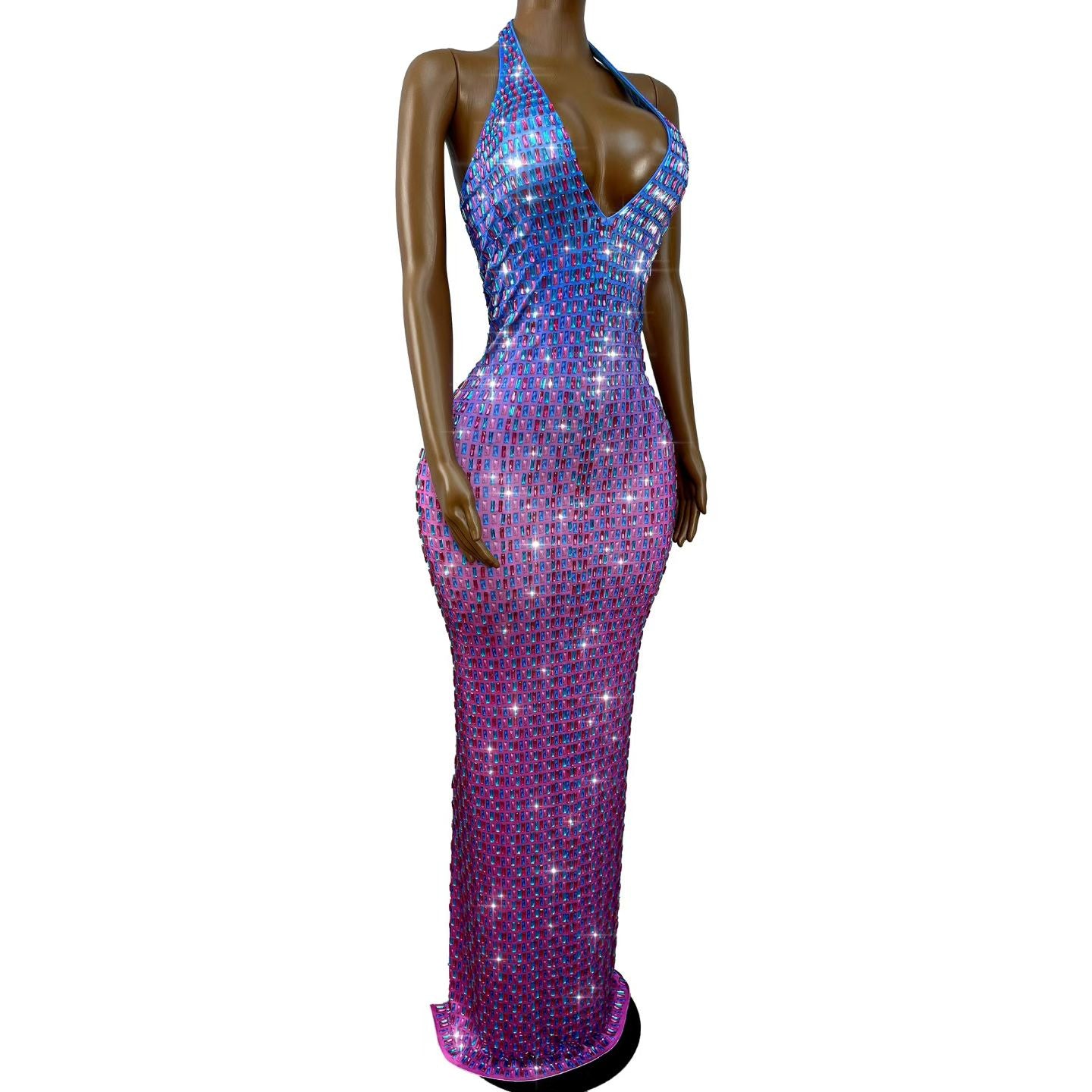 CELESINYI Binghuojia Crystal Gradient Halter Gown