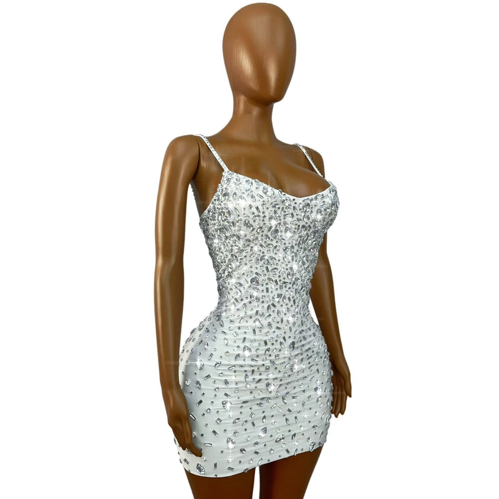 CELESINYI Xingshanshan Crystal Sweetheart Sparkle Mini Dress