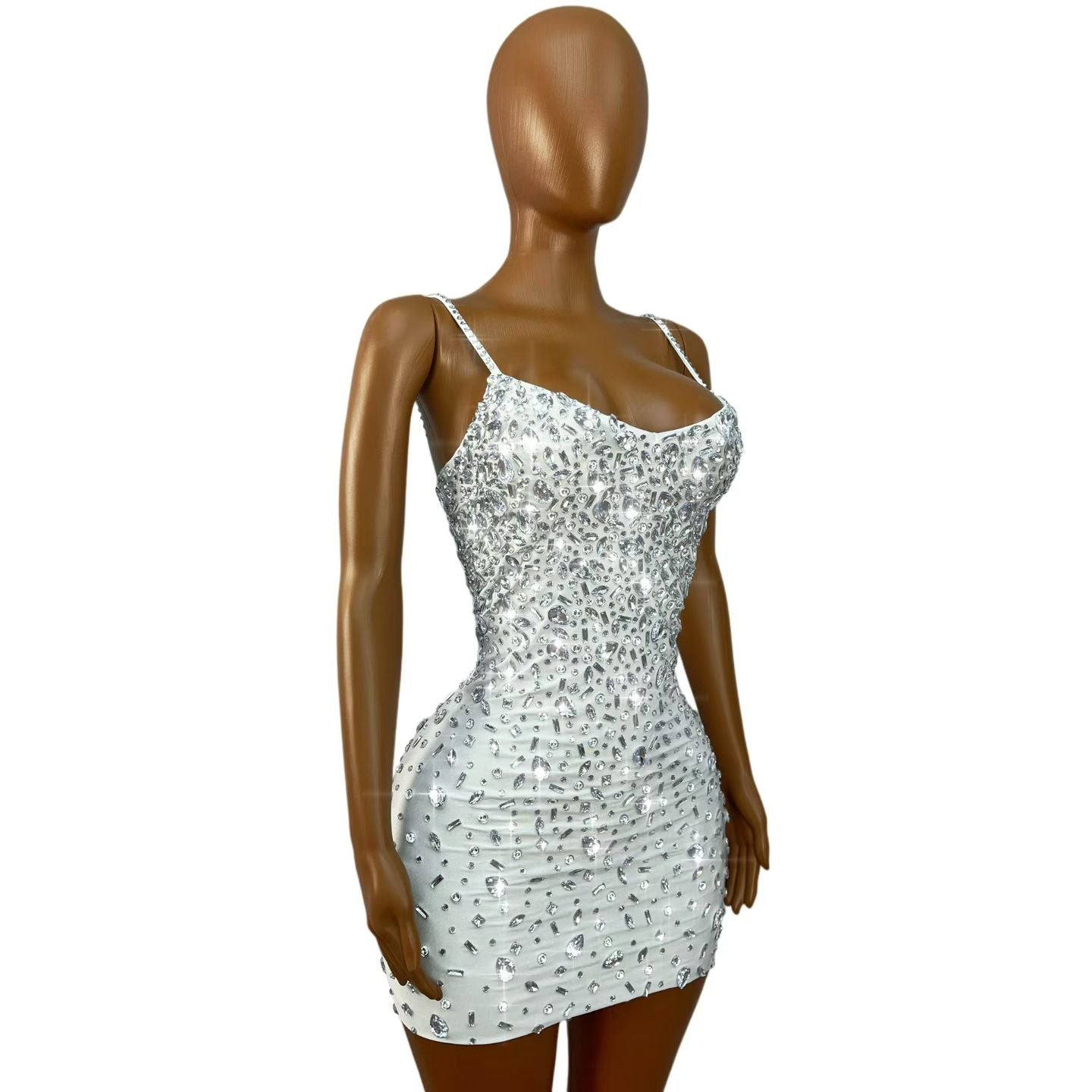 CELESINYI Xingshanshan Crystal Sweetheart Sparkle Mini Dress