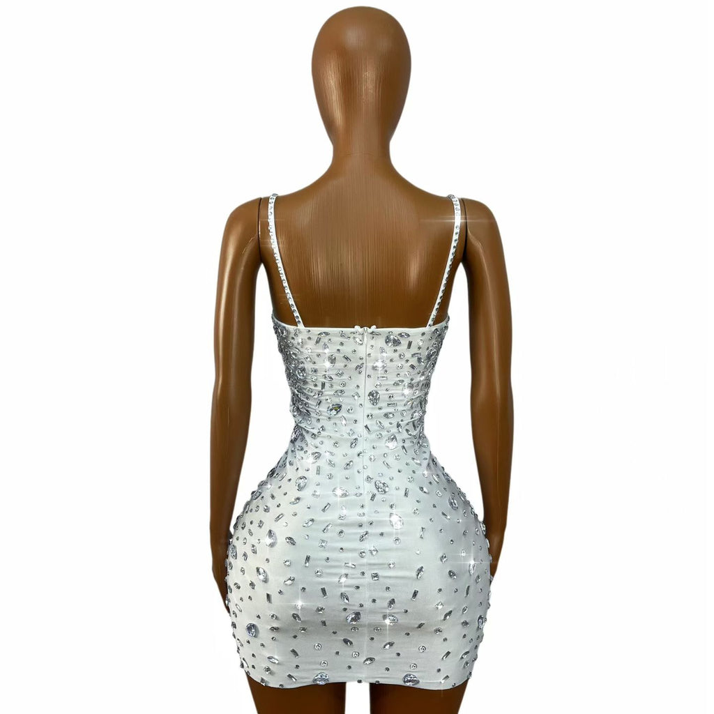 CELESINYI Xingshanshan Crystal Sweetheart Sparkle Mini Dress