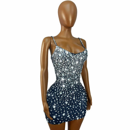 CELESINYI Xingshanshan Crystal Stretch Mini Skirt
