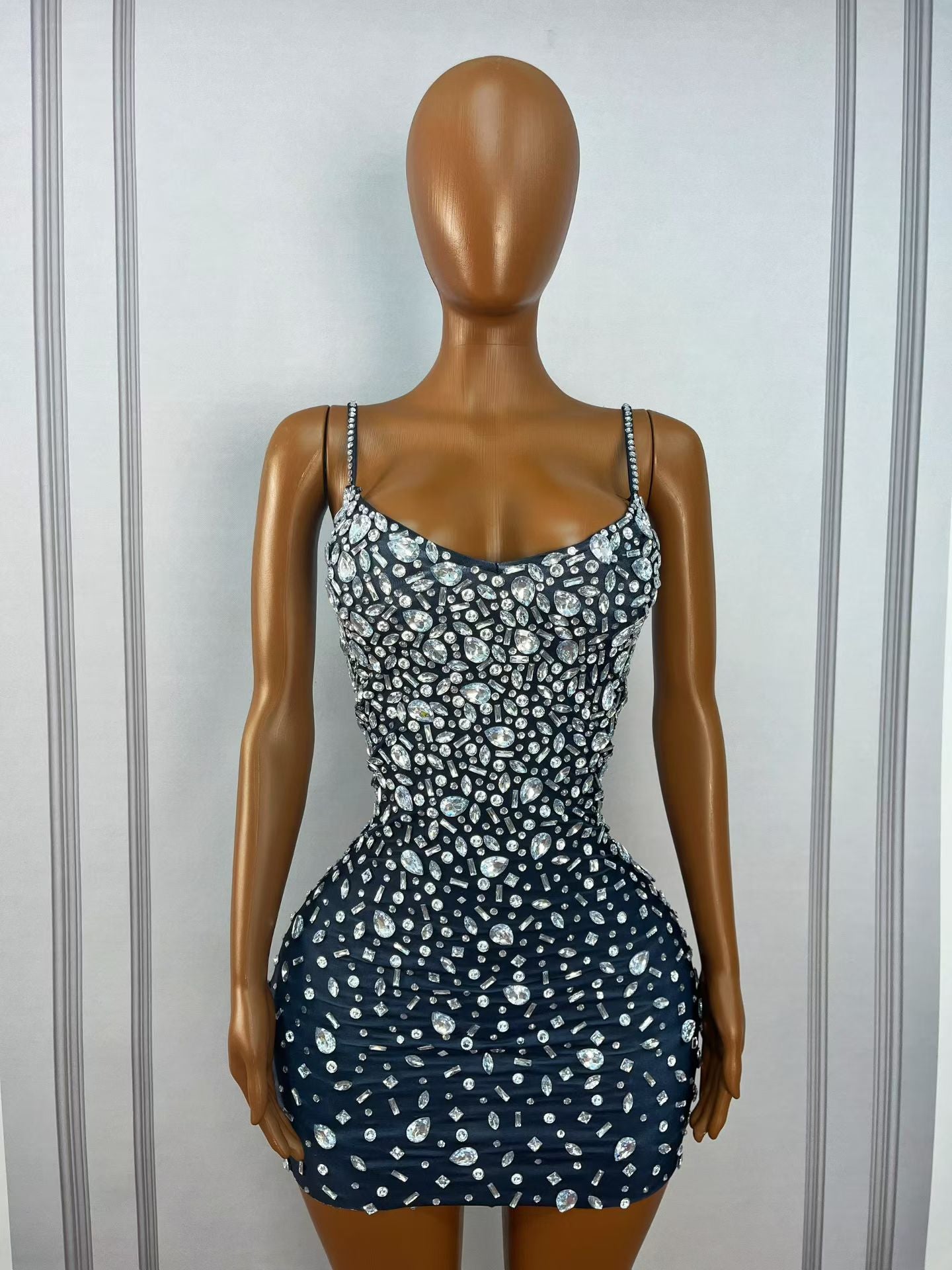 CELESINYI Xingshanshan Crystal Sweetheart Sparkle Mini Dress