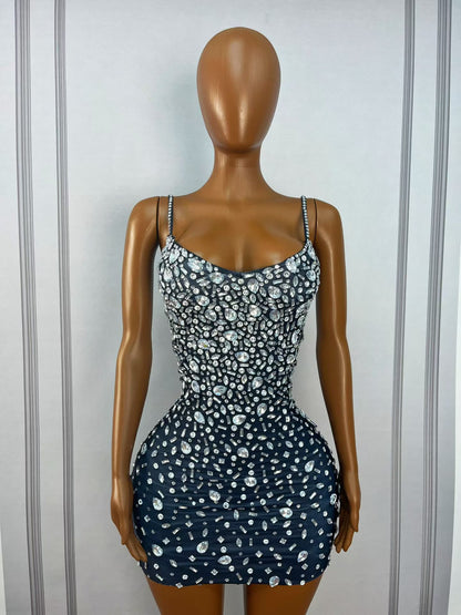 CELESINYI Xingshanshan Crystal Stretch Mini Skirt