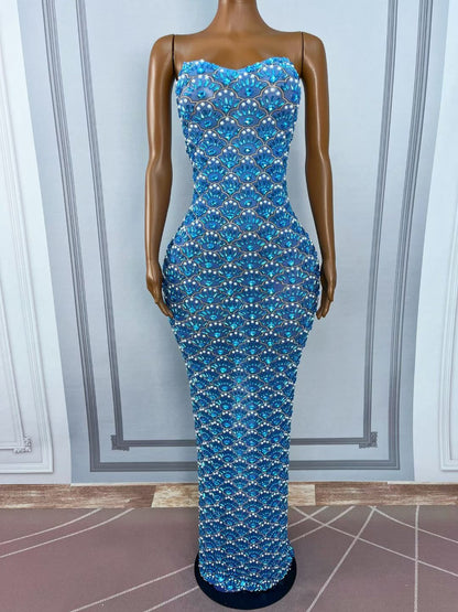 CELESINYI Yunbeike Crystal Shell Print Dress