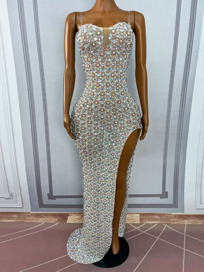CELESINYI Yuanqihua Crystal Floral Party Dress