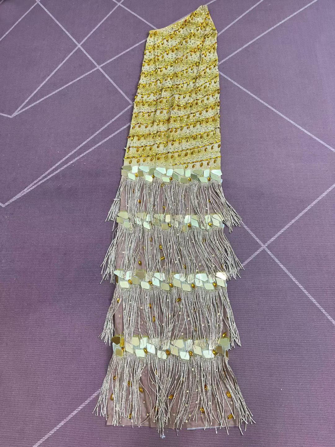 CELESINYI Jinxiansi Crystal Gold Thread Dress