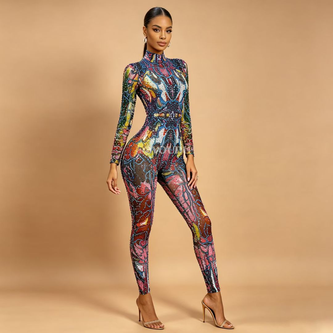 CELESINYI Chouxianghua Crystal Kaleidoscope Jumpsuit