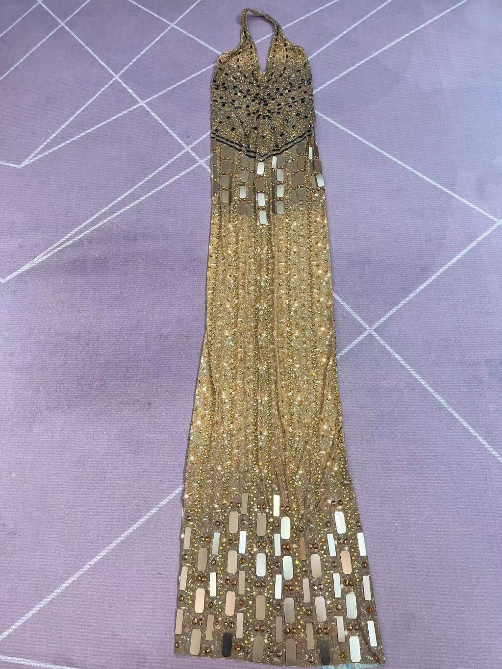 CELESINYI Gutongjingpian Crystal Bronze Mirror Mermaid Gown