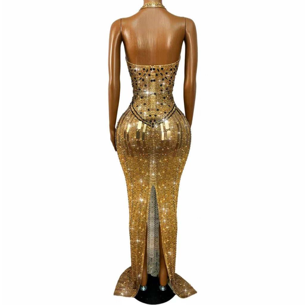 CELESINYI Gutongjingpian Crystal Bronze Mirror Mermaid Gown
