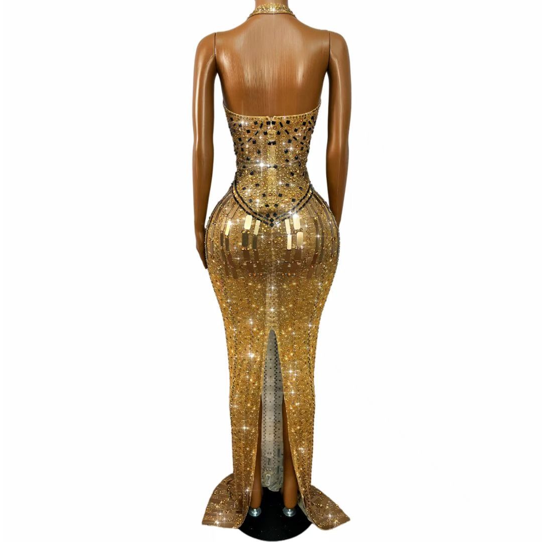 CELESINYI Gutongjingpian Crystal Bronze Mirror Mermaid Gown