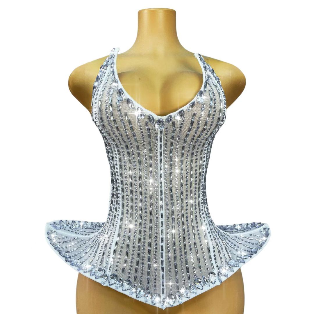 CELESINYI Jingxianhua Crystal Floral Stage Dress