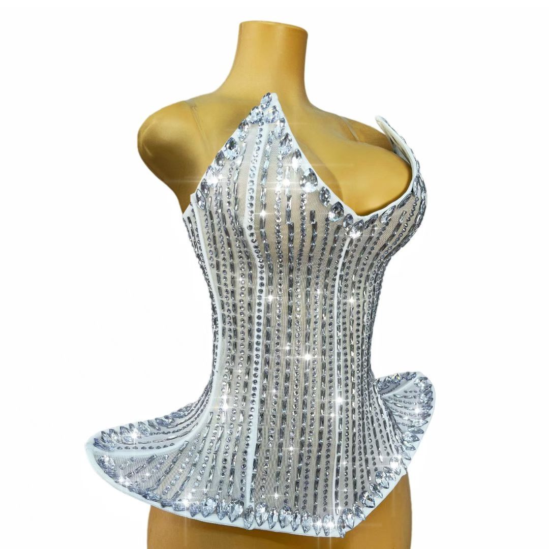 CELESINYI Jingxianhua Crystal Floral Stage Dress