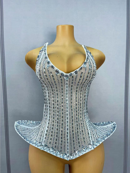 CELESINYI Jingxianhua Crystal Floral Stage Dress