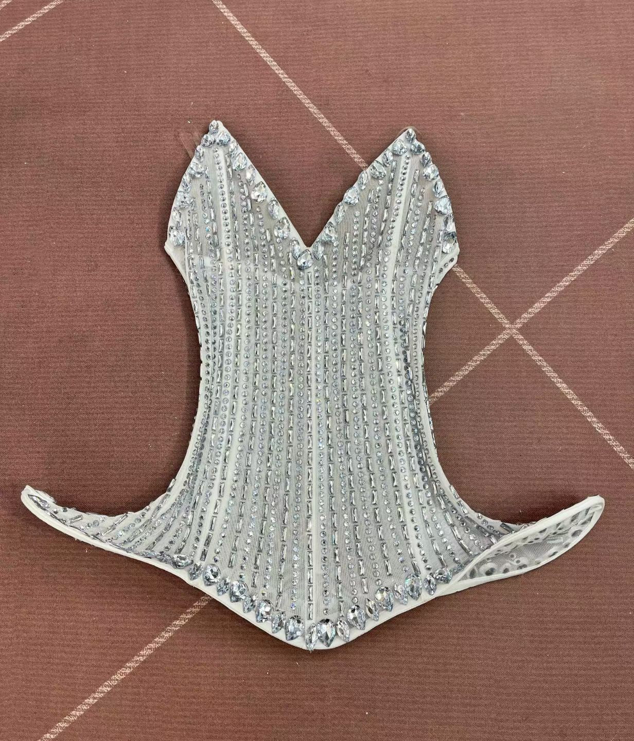 CELESINYI Jingxianhua Crystal Peplum Bodysuit