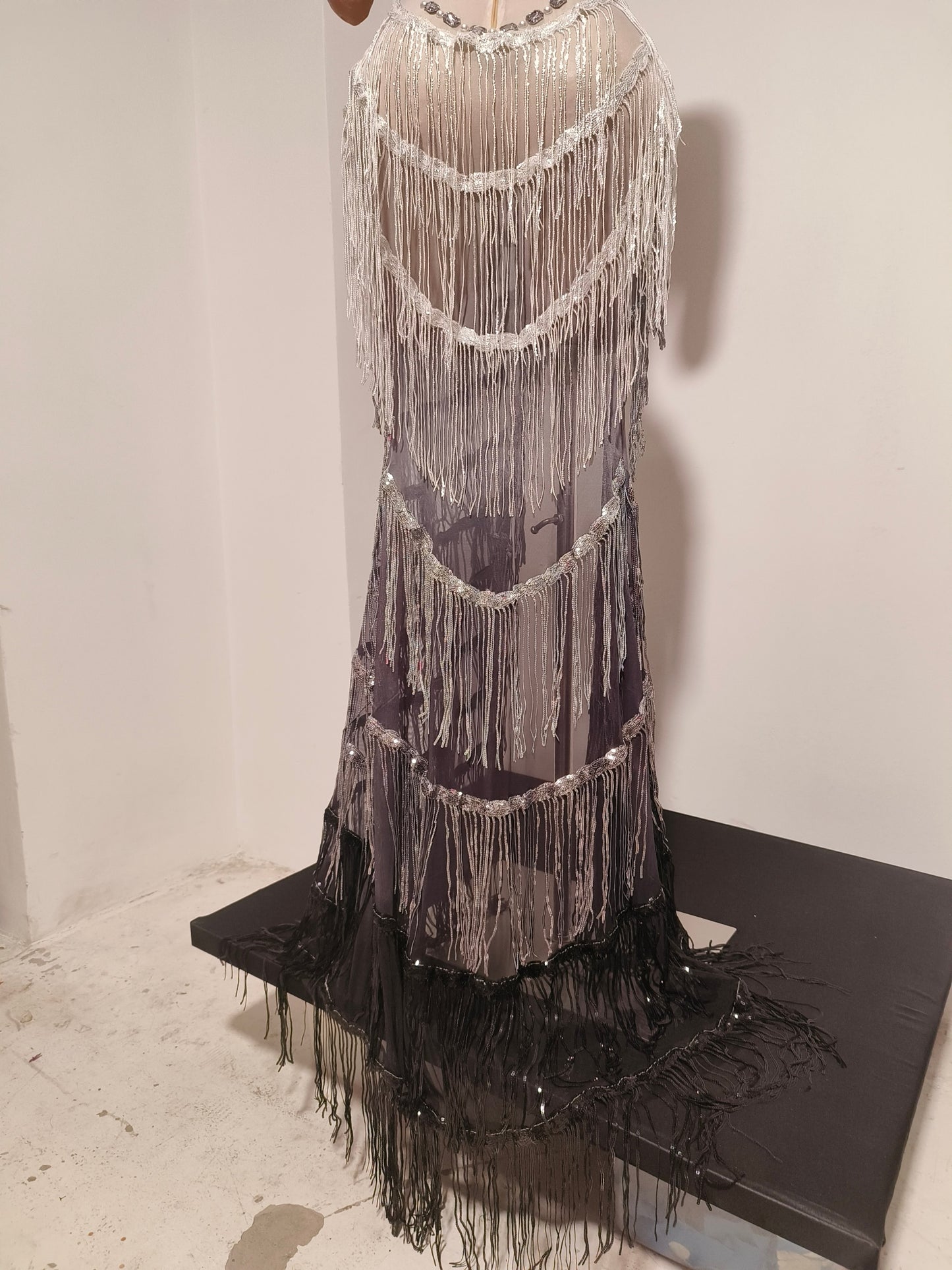 CELESINYI Shenchen Crystal Gradient Fringe Gown