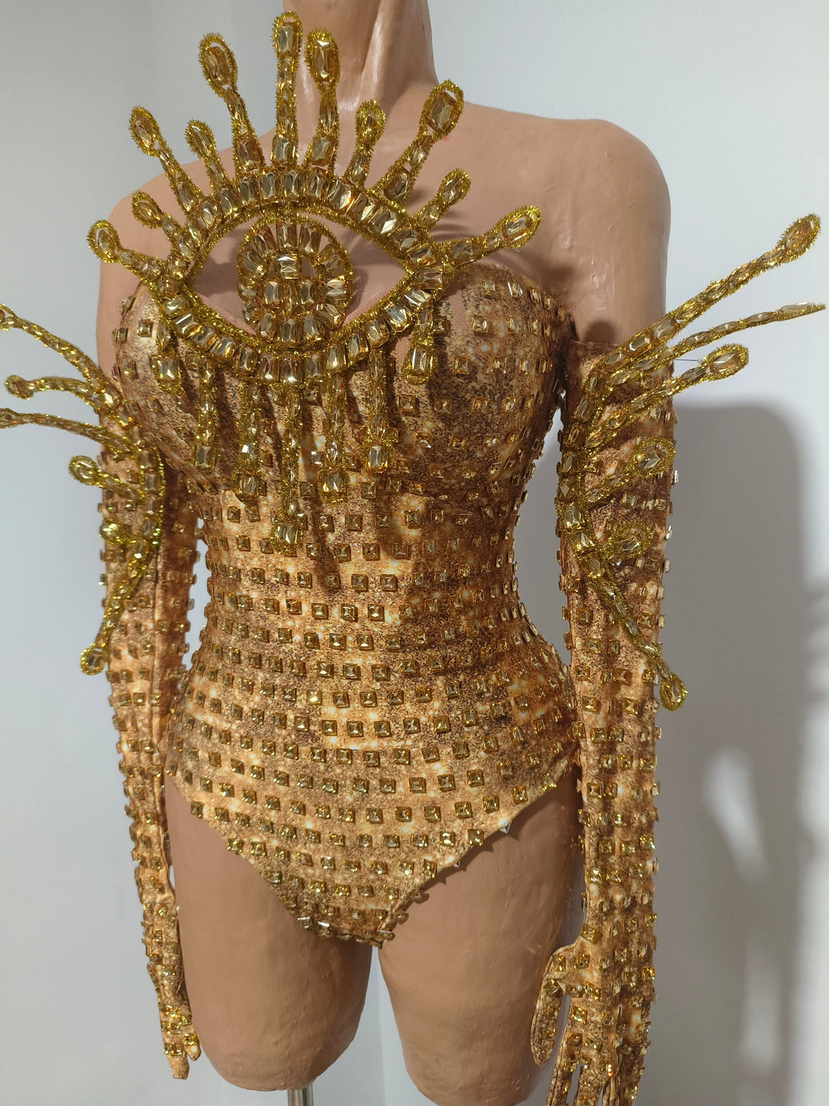 CELESINYI Jinjing Rhinestone All-Seeing Eye Bodysuit