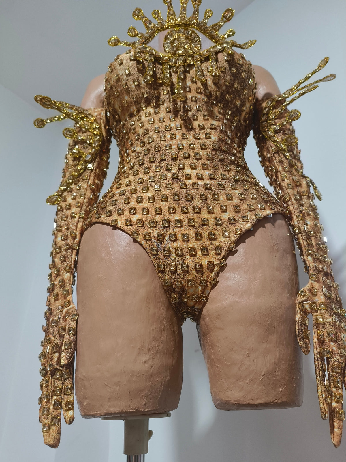 CELESINYI Jinjing Rhinestone All-Seeing Eye Bodysuit