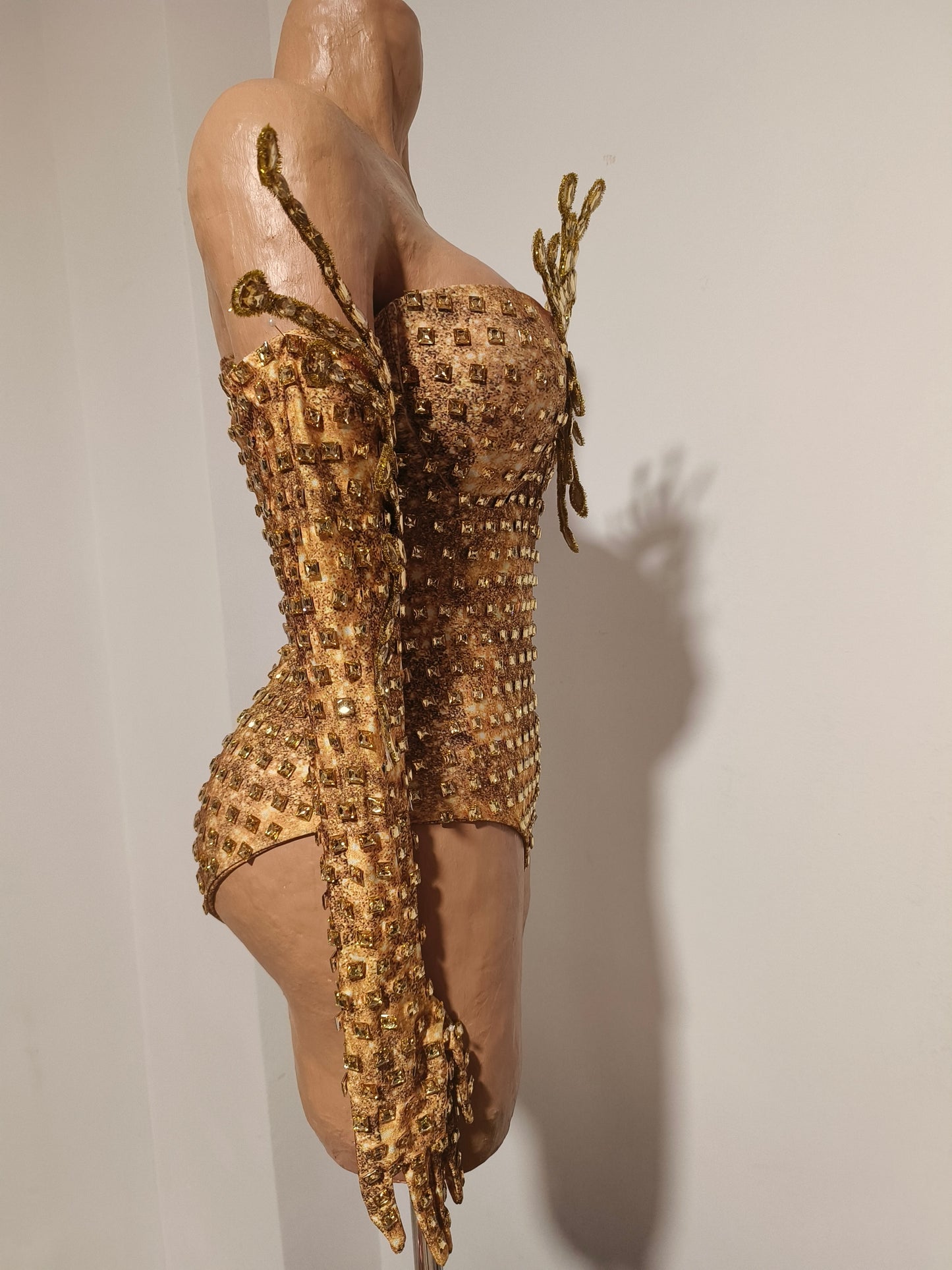 CELESINYI Jinjing Rhinestone All-Seeing Eye Bodysuit