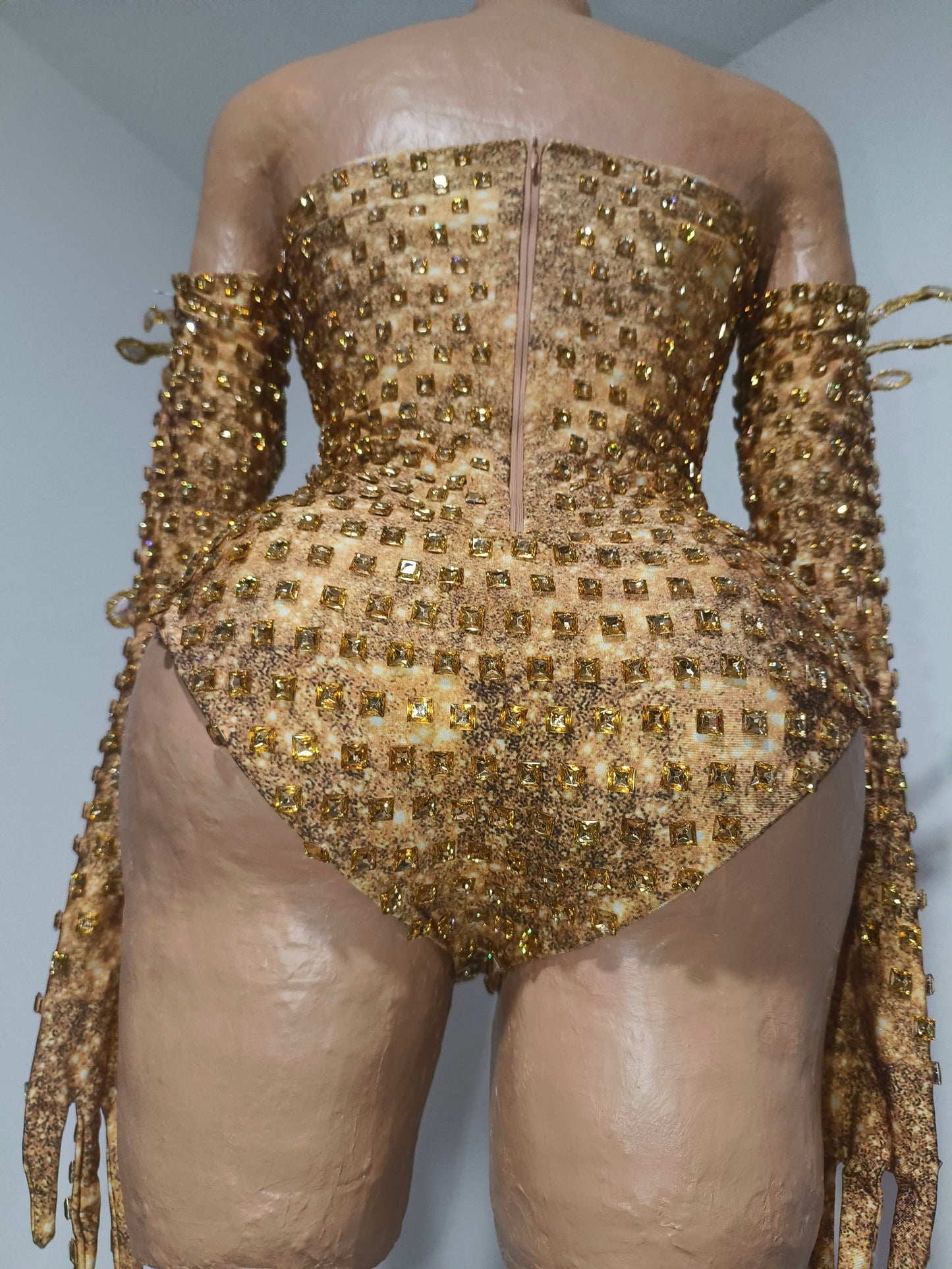 CELESINYI Jinjing Rhinestone All-Seeing Eye Bodysuit